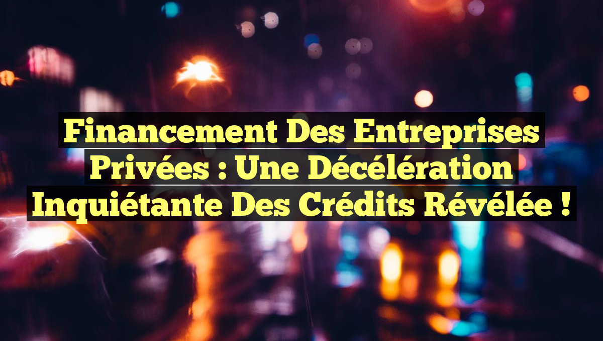 Financement des entreprises privées : Une décélération inquiétante des crédits révélée !