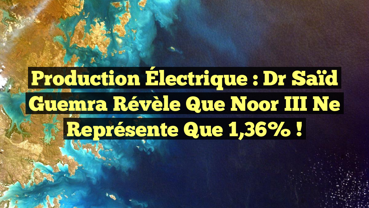Production Électrique : Dr Saïd Guemra révèle que Noor III ne représente que 1,36% !