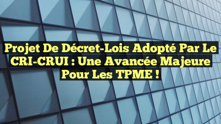 Projet de Décret-Lois adopté par le CRI-CRUI : Une avancée majeure pour les TPME !