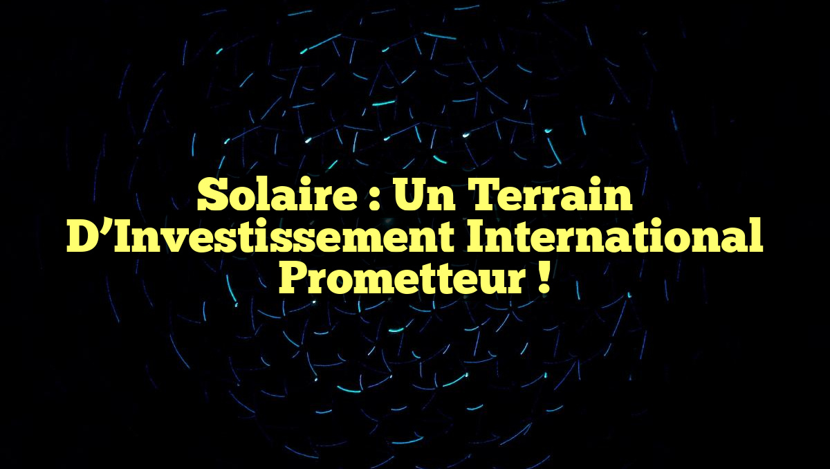 Solaire : Un Terrain d&rsquo;Investissement International Prometteur !