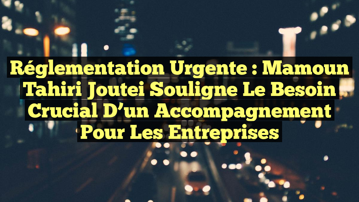 Réglementation Urgente : Mamoun Tahiri Joutei souligne le besoin crucial d&rsquo;un accompagnement pour les entreprises