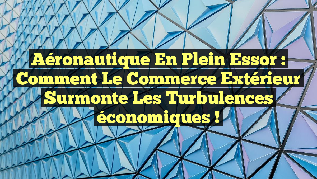 Aéronautique en plein essor : Comment le commerce extérieur surmonte les turbulences économiques !