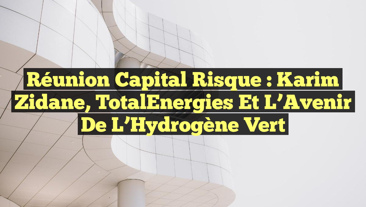 Réunion Capital Risque : Karim Zidane, TotalEnergies et l&rsquo;Avenir de l&rsquo;Hydrogène Vert