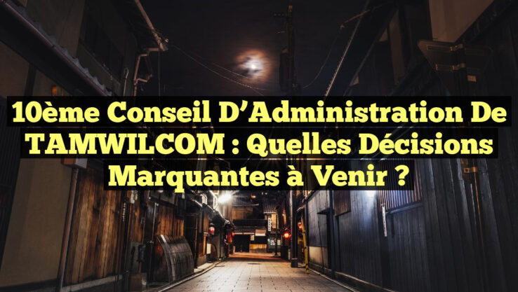 10ème Conseil d’Administration de TAMWILCOM : Quelles décisions marquantes à venir ? 10ème Conseil d’Administration de TAMWILCOM : Quelles décisions marquantes à venir ?