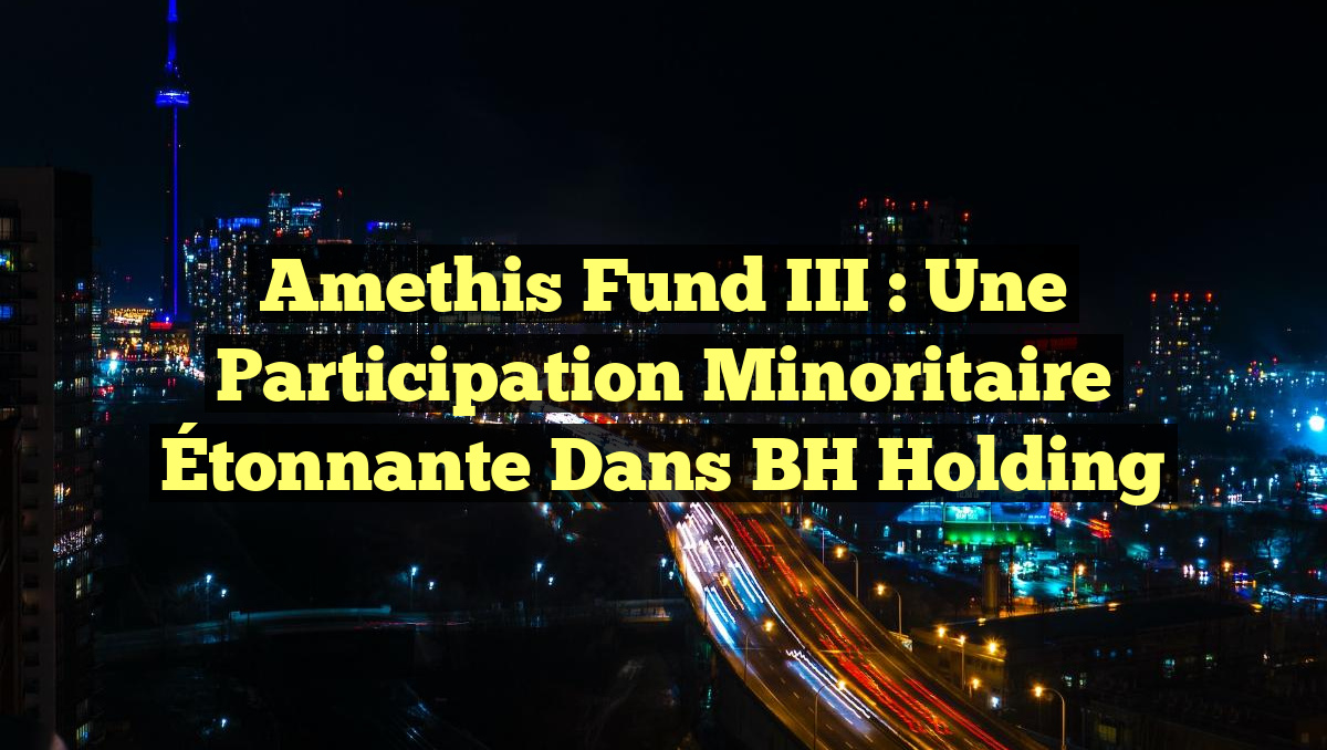 Amethis Fund III : Une Participation Minoritaire Étonnante dans BH Holding