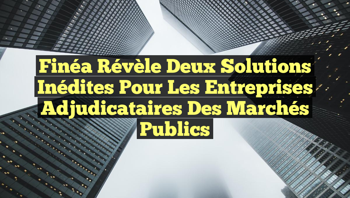 Finéa Révèle Deux Solutions Inédites pour les Entreprises Adjudicataires des Marchés Publics