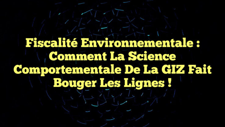 Fiscalité Environnementale : Comment la Science Comportementale de la GIZ Fait Bouger les Lignes !