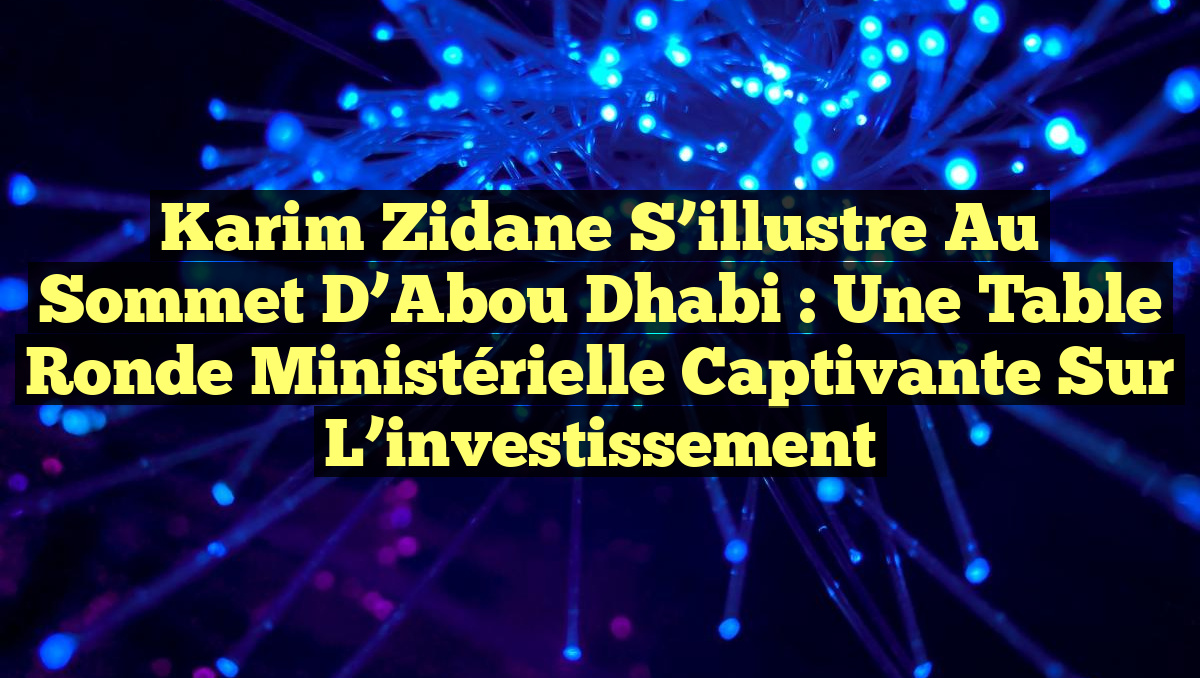 Karim Zidane s&rsquo;illustre au Sommet d&rsquo;Abou Dhabi : Une table ronde ministérielle captivante sur l&rsquo;investissement