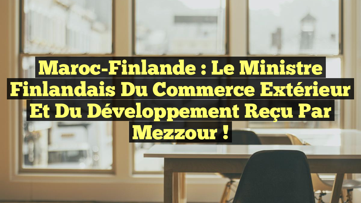 Maroc-Finlande : Le ministre finlandais du Commerce extérieur et du Développement reçu par Mezzour !