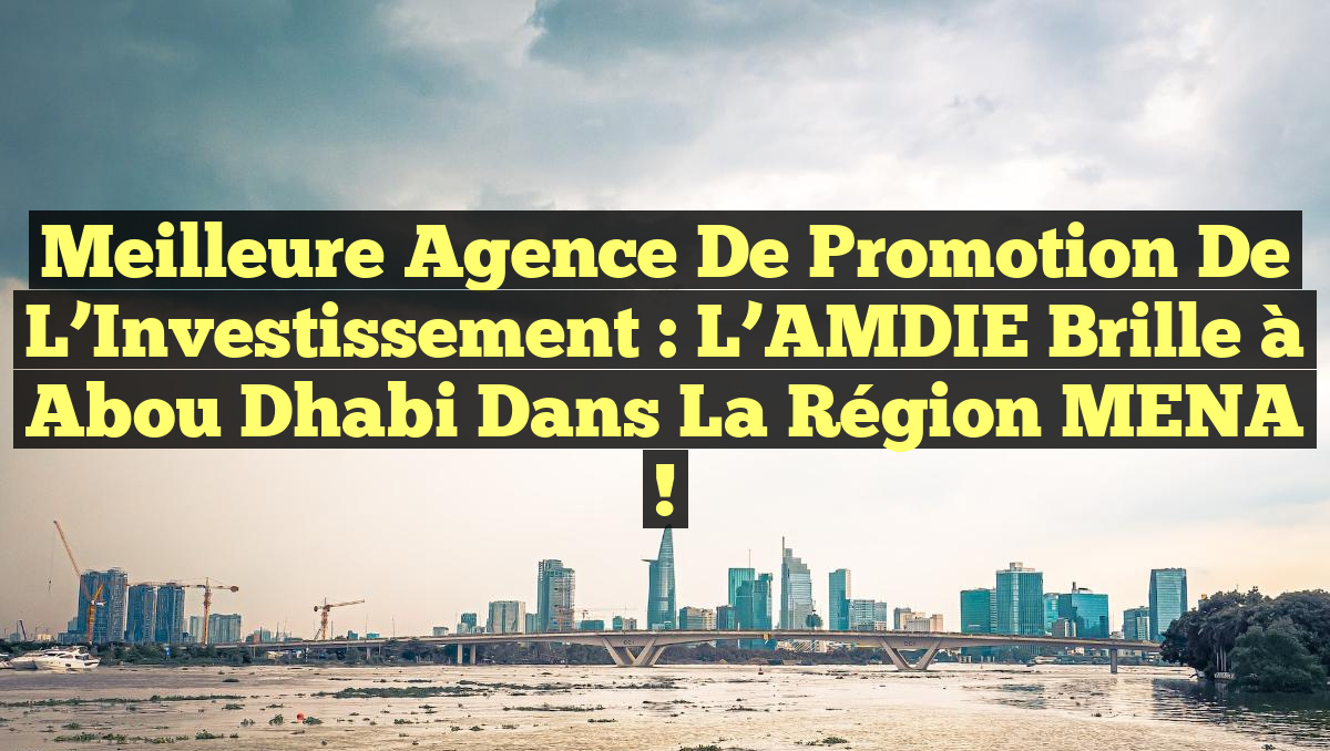 Meilleure Agence de Promotion de l&rsquo;Investissement : L&rsquo;AMDIE Brille à Abou Dhabi dans la Région MENA !