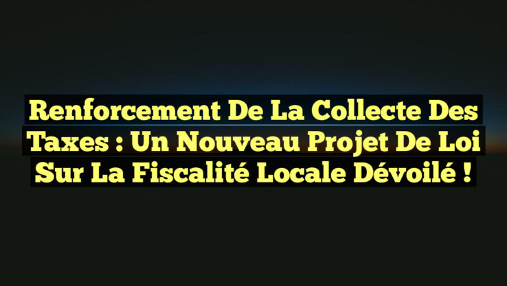 Renforcement de la Collecte des Taxes : Un Nouveau Projet de Loi sur la Fiscalité Locale Dévoilé !