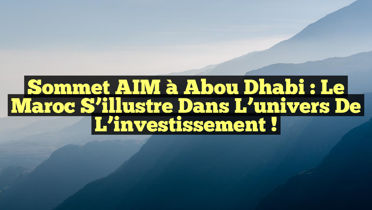Sommet AIM à Abou Dhabi : Le Maroc s&rsquo;illustre dans l&rsquo;univers de l&rsquo;investissement !