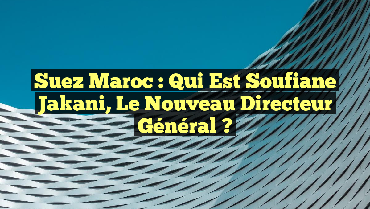 Suez Maroc : Qui est Soufiane Jakani, le nouveau directeur général ?