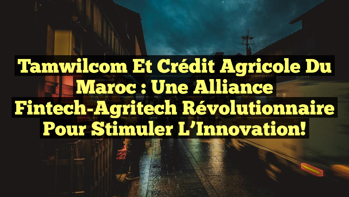 Tamwilcom et Crédit Agricole du Maroc : Une Alliance Fintech-Agritech ...