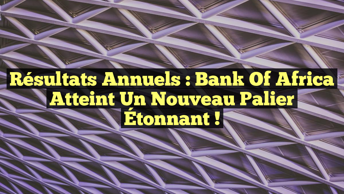 Résultats Annuels : Bank of Africa Atteint un Nouveau Palier Étonnant !