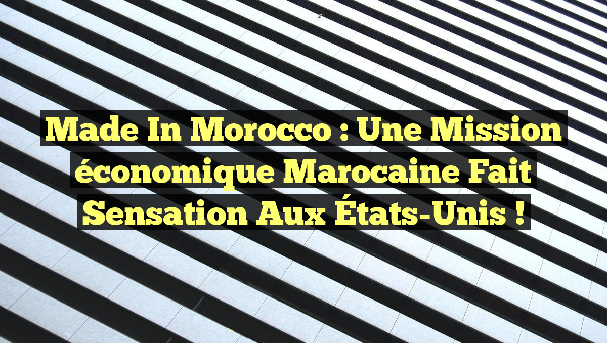 Made in Morocco : Une mission économique marocaine fait sensation aux États-Unis !