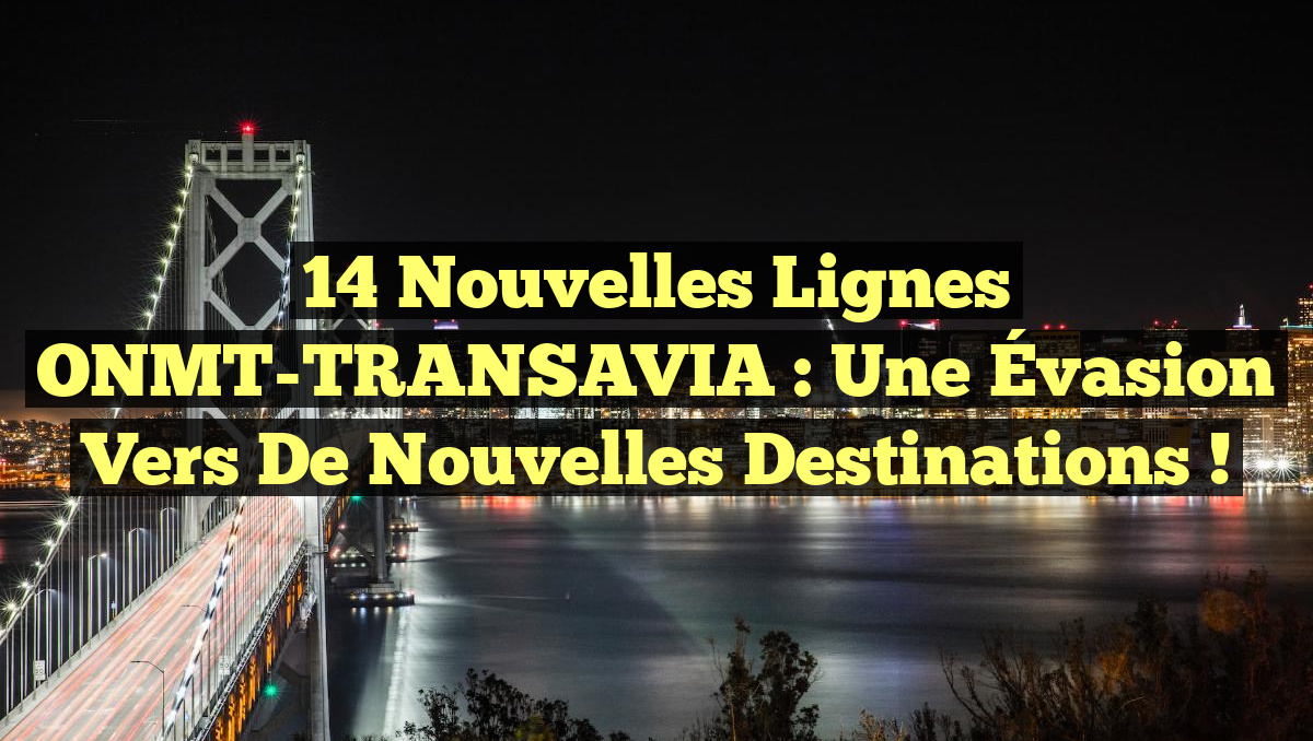 14 Nouvelles Lignes ONMT-TRANSAVIA : Une Évasion vers de Nouvelles Destinations !