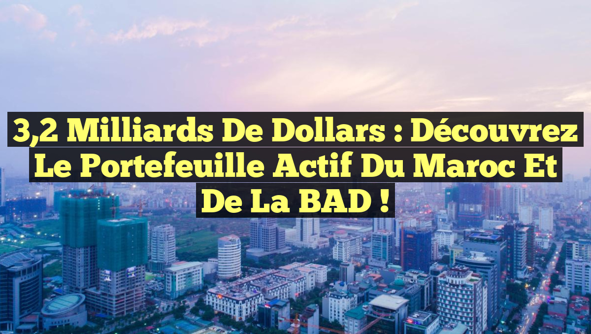 3,2 milliards de dollars : Découvrez le portefeuille actif du Maroc et de la BAD !