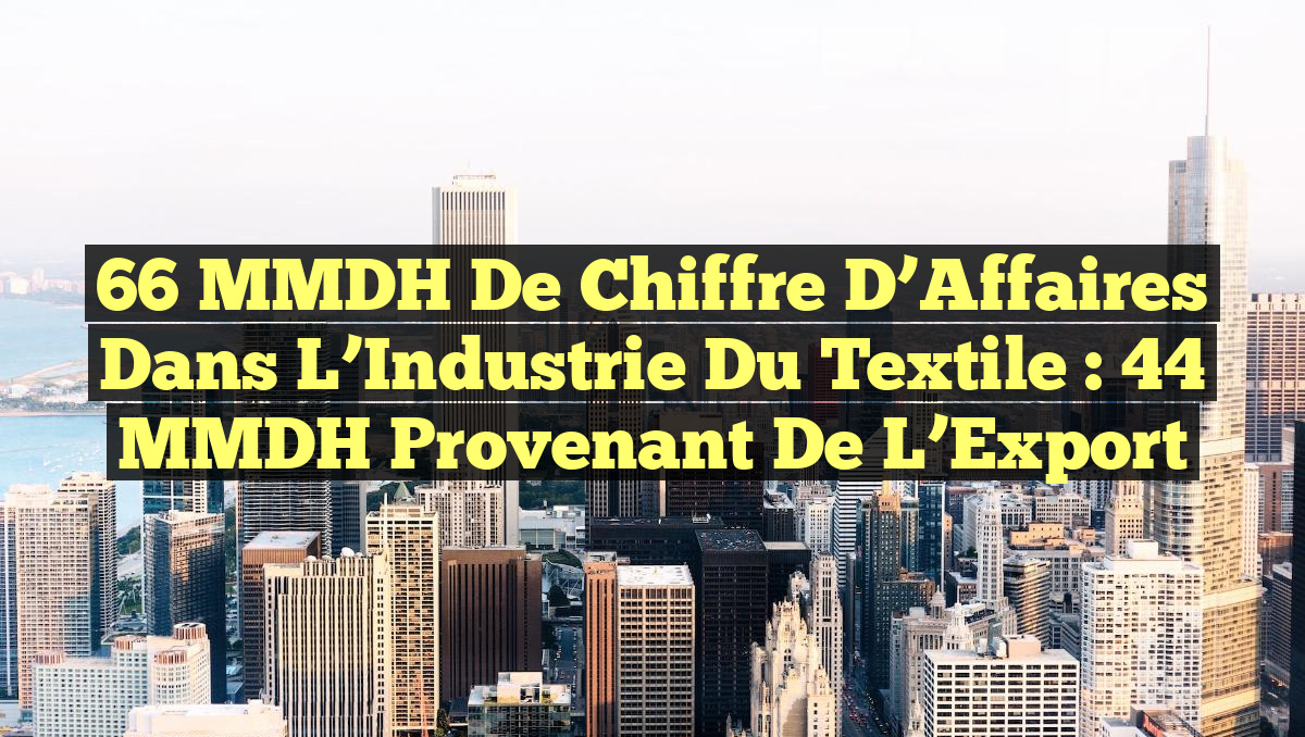 66 MMDH de Chiffre d’Affaires dans l&rsquo;Industrie du Textile : 44 MMDH Provenant de l&rsquo;Export
