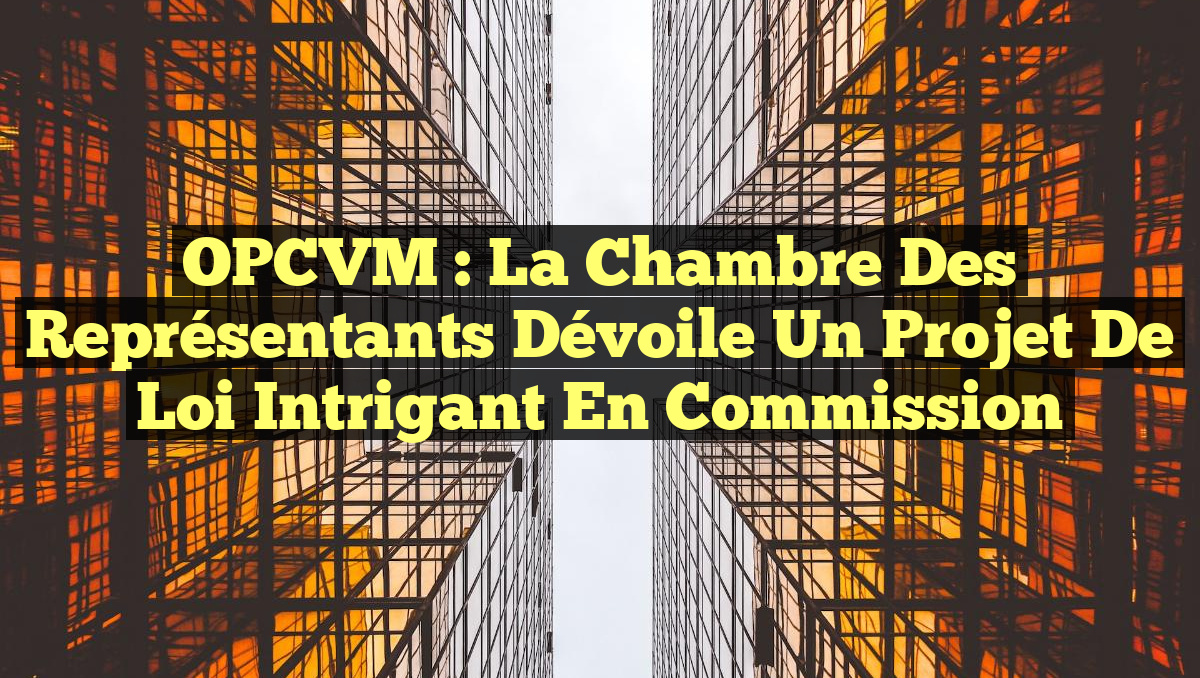 OPCVM : La Chambre des représentants dévoile un projet de loi intrigant en commission