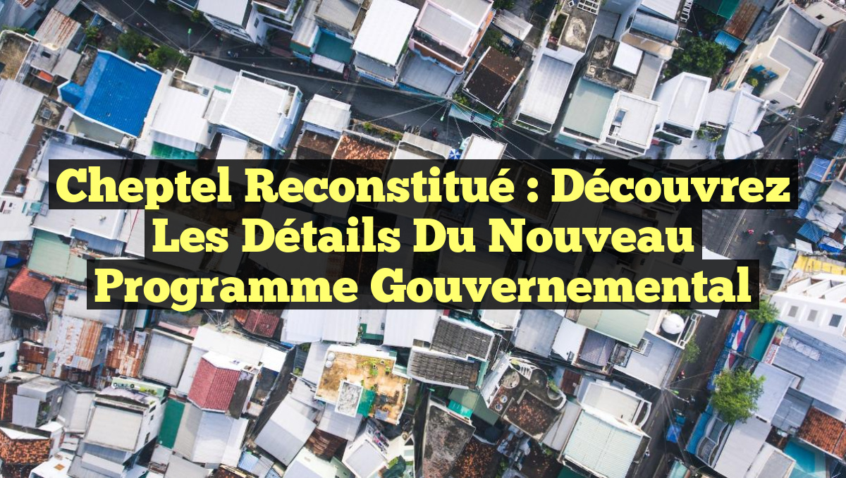 Cheptel reconstitué : Découvrez les détails du nouveau programme gouvernemental