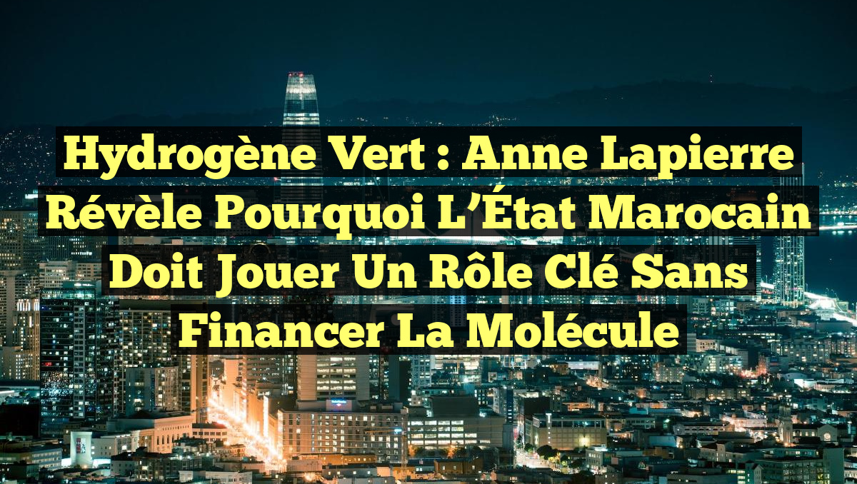 Hydrogène vert : Anne Lapierre révèle pourquoi l’État marocain doit jouer un rôle clé sans financer la molécule