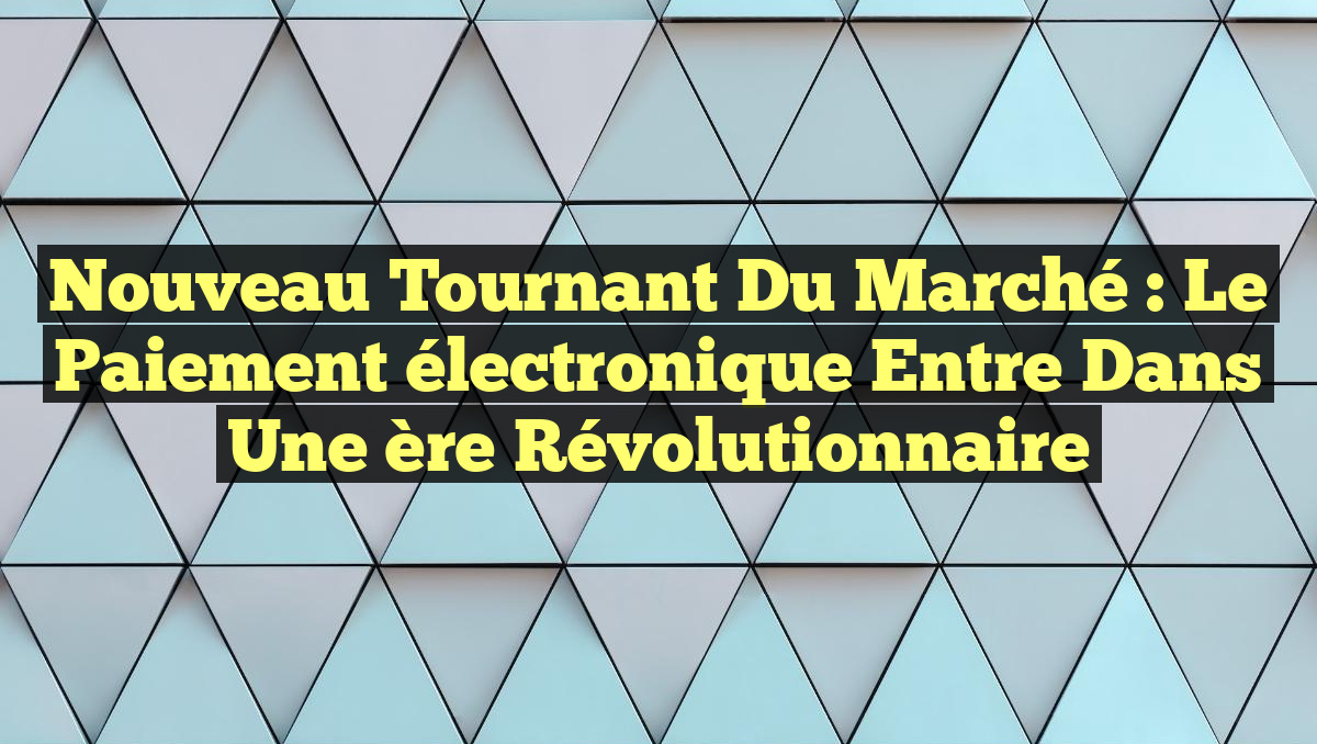 Nouveau tournant du marché : le paiement électronique entre dans une ère révolutionnaire