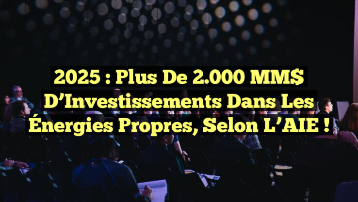 2025 : Plus de 2.000 MM$ d’Investissements dans les Énergies Propres, selon l’AIE !