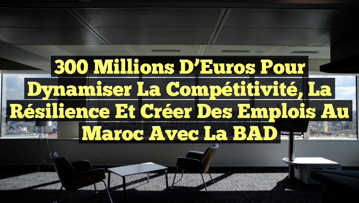 300 Millions d&rsquo;Euros pour dynamiser la Compétitivité, la Résilience et Créer des Emplois au Maroc avec la BAD