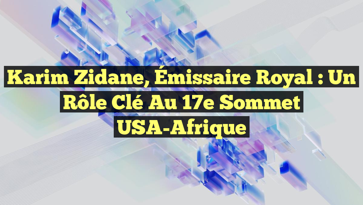 Karim Zidane, Émissaire Royal : Un Rôle Clé au 17e Sommet USA-Afrique