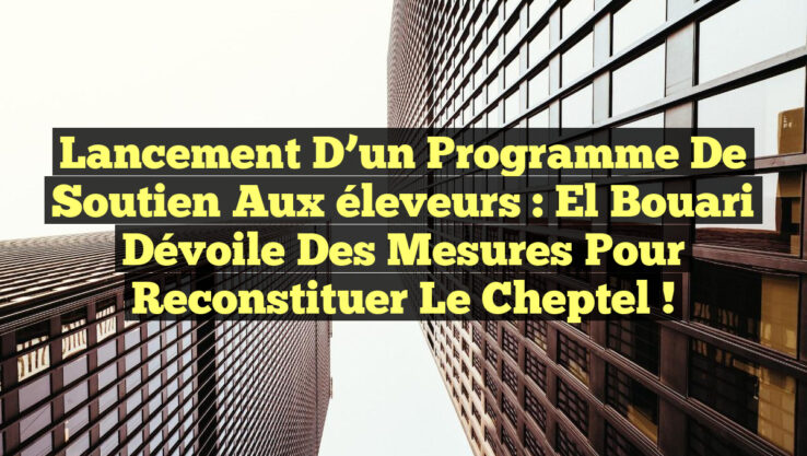 Lancement d’un programme de soutien aux éleveurs : El Bouari dévoile des mesures pour reconstituer le cheptel !