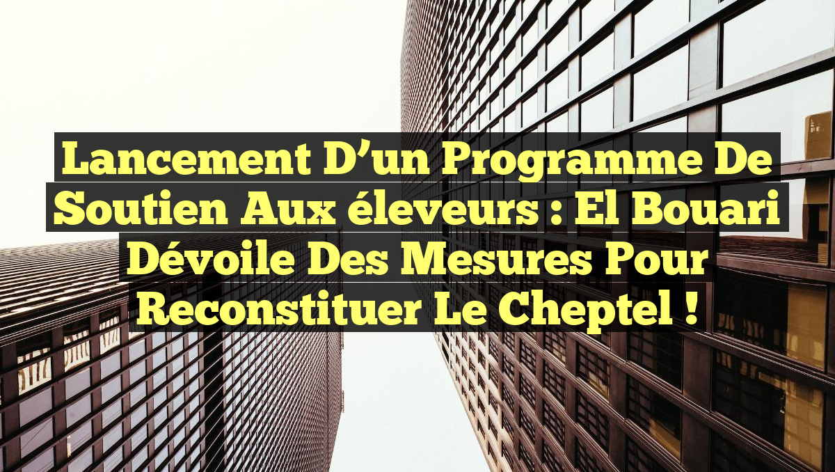 Lancement d&rsquo;un programme de soutien aux éleveurs : El Bouari dévoile des mesures pour reconstituer le cheptel !
