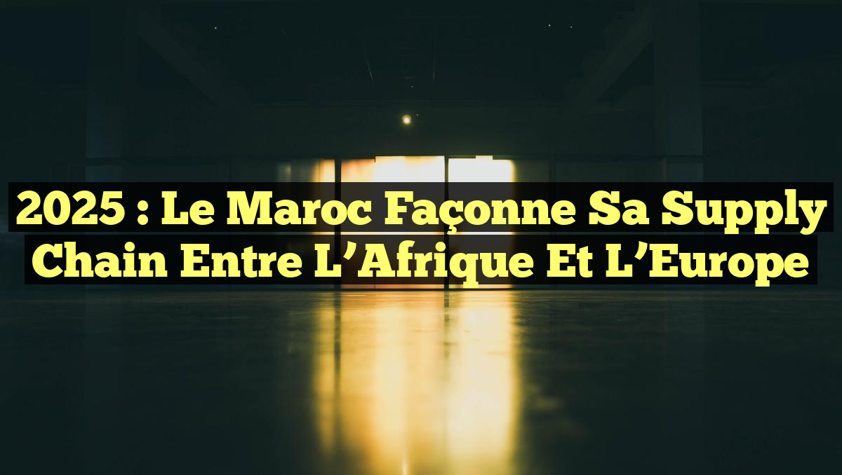 2025 : Le Maroc façonne sa supply chain entre l&rsquo;Afrique et l&rsquo;Europe