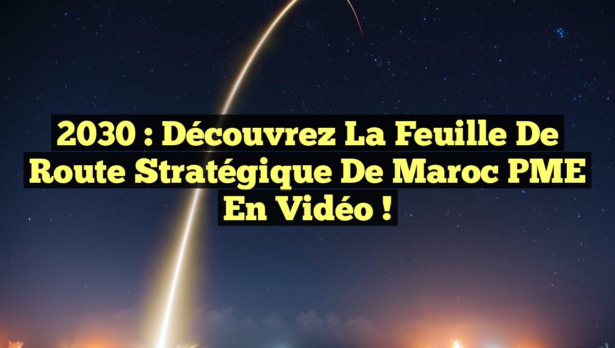 2030 : Découvrez la Feuille de Route Stratégique de Maroc PME en Vidéo !