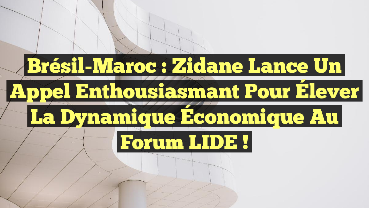 Brésil-Maroc : Zidane Lance un Appel Enthousiasmant pour Élever la Dynamique Économique au Forum LIDE !