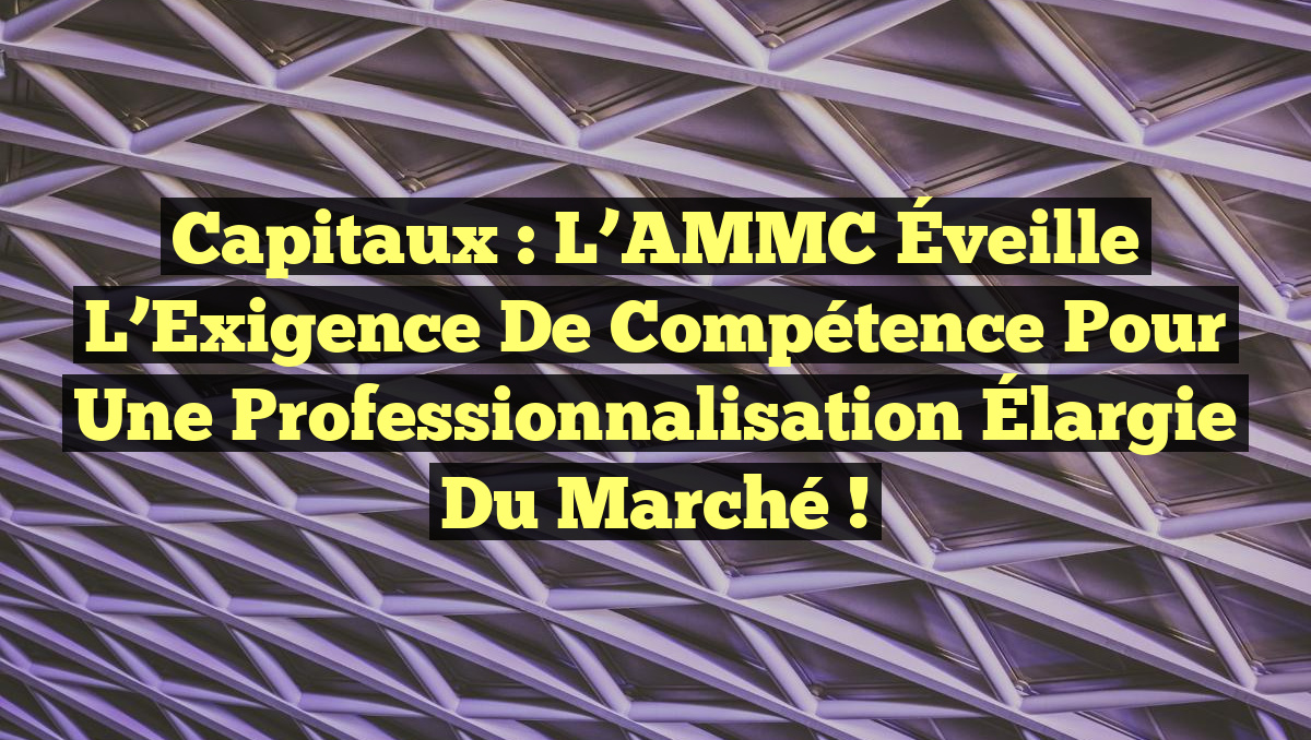 Capitaux : L’AMMC Éveille l’Exigence de Compétence pour une Professionnalisation Élargie du Marché !