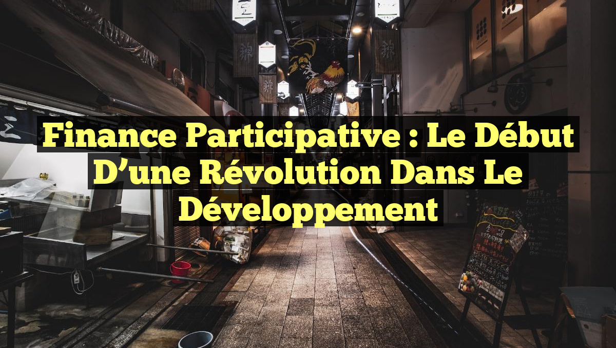 Finance Participative : Le Début d&rsquo;une Révolution dans le Développement