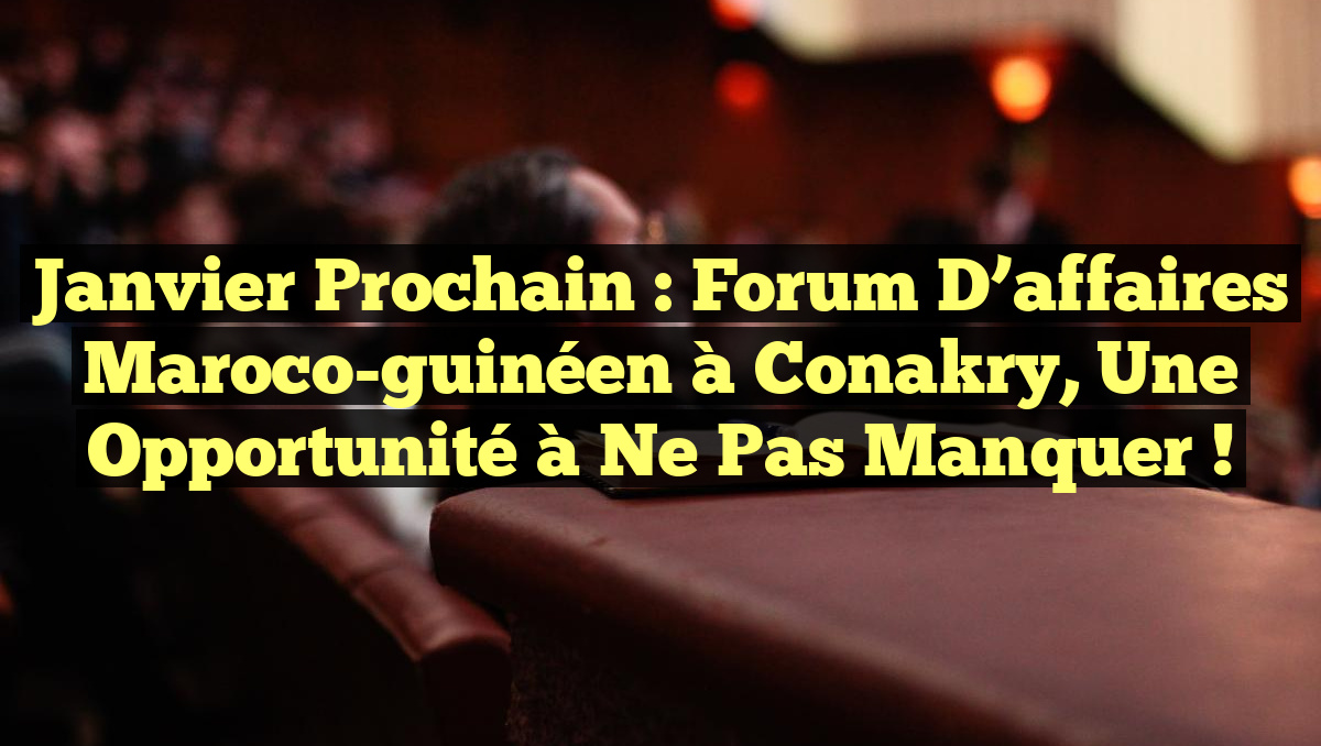 Janvier prochain : Forum d’affaires maroco-guinéen à Conakry, une opportunité à ne pas manquer !