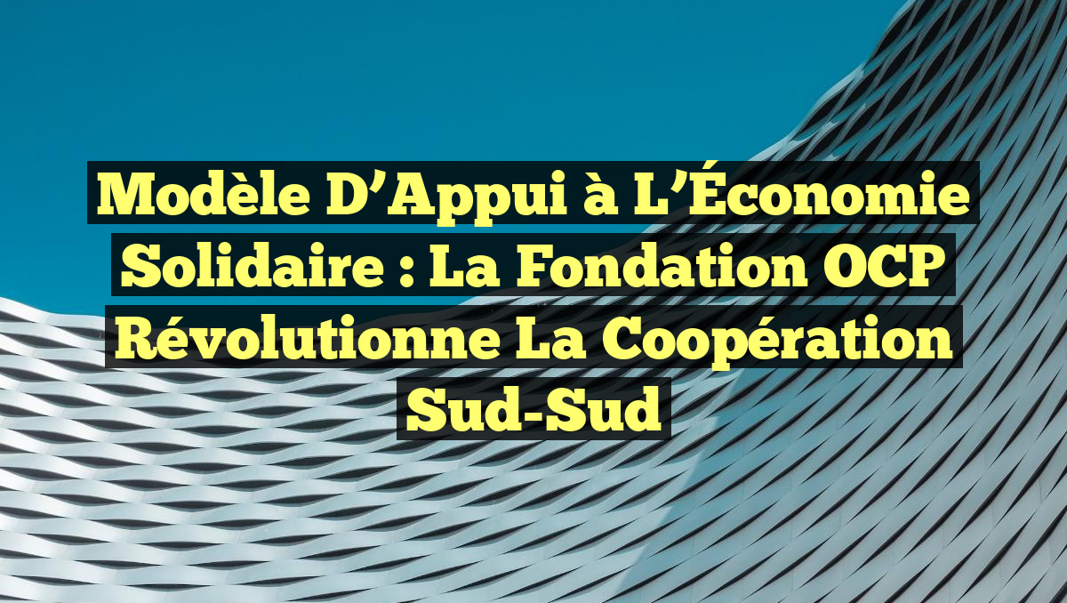 Modèle d&rsquo;Appui à l&rsquo;Économie Solidaire : La Fondation OCP Révolutionne la Coopération Sud-Sud