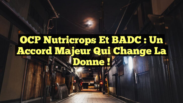 OCP Nutricrops et BADC : Un Accord Majeur qui Change la Donne !