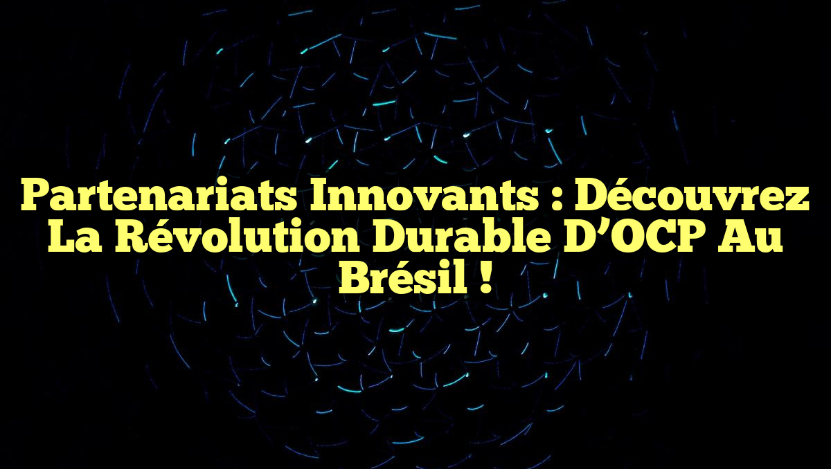 Partenariats Innovants : Découvrez la Révolution Durable d&rsquo;OCP au Brésil !