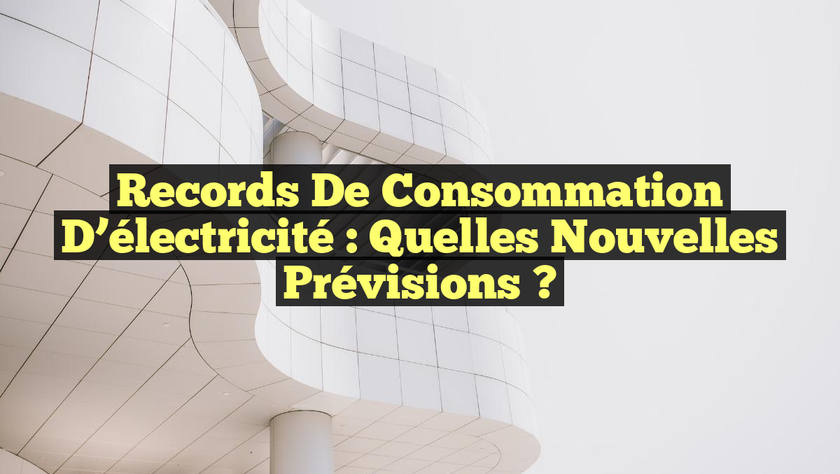 Records de consommation d’électricité : Quelles nouvelles prévisions ?
