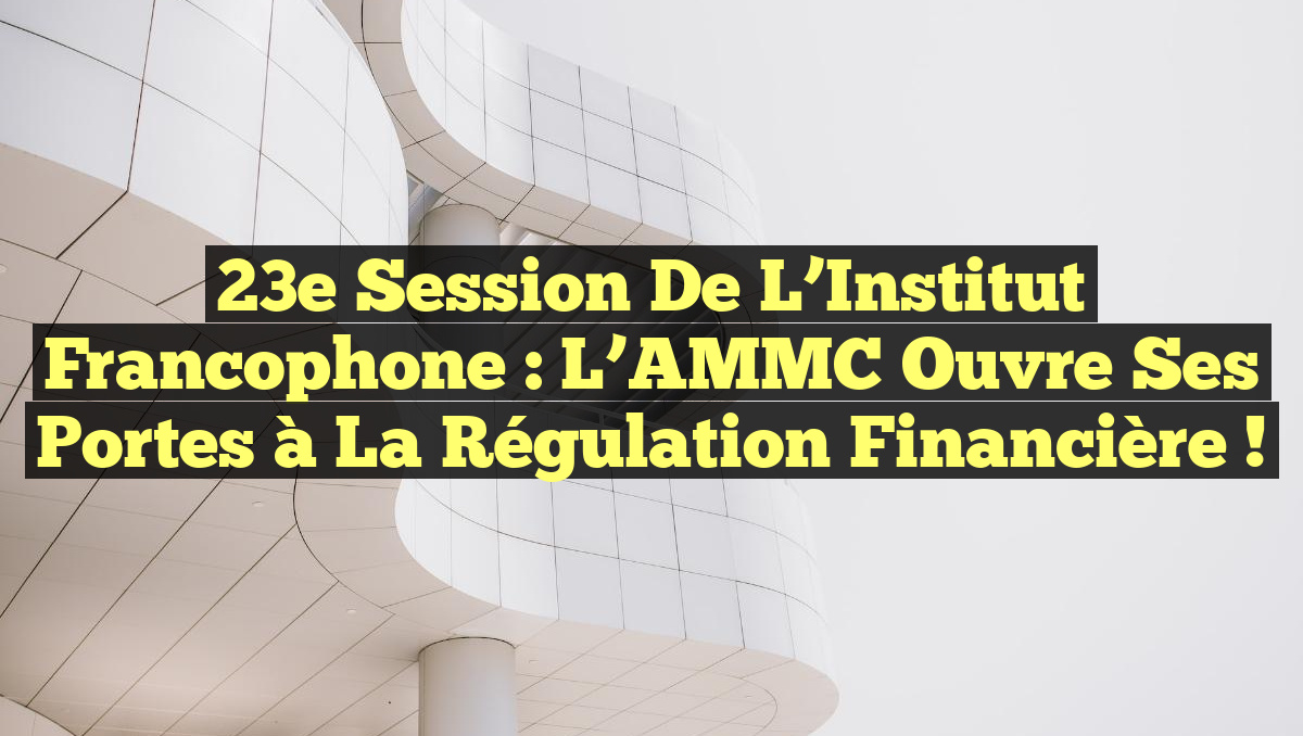 23e Session de l’Institut Francophone : L&rsquo;AMMC ouvre ses portes à la Régulation Financière !