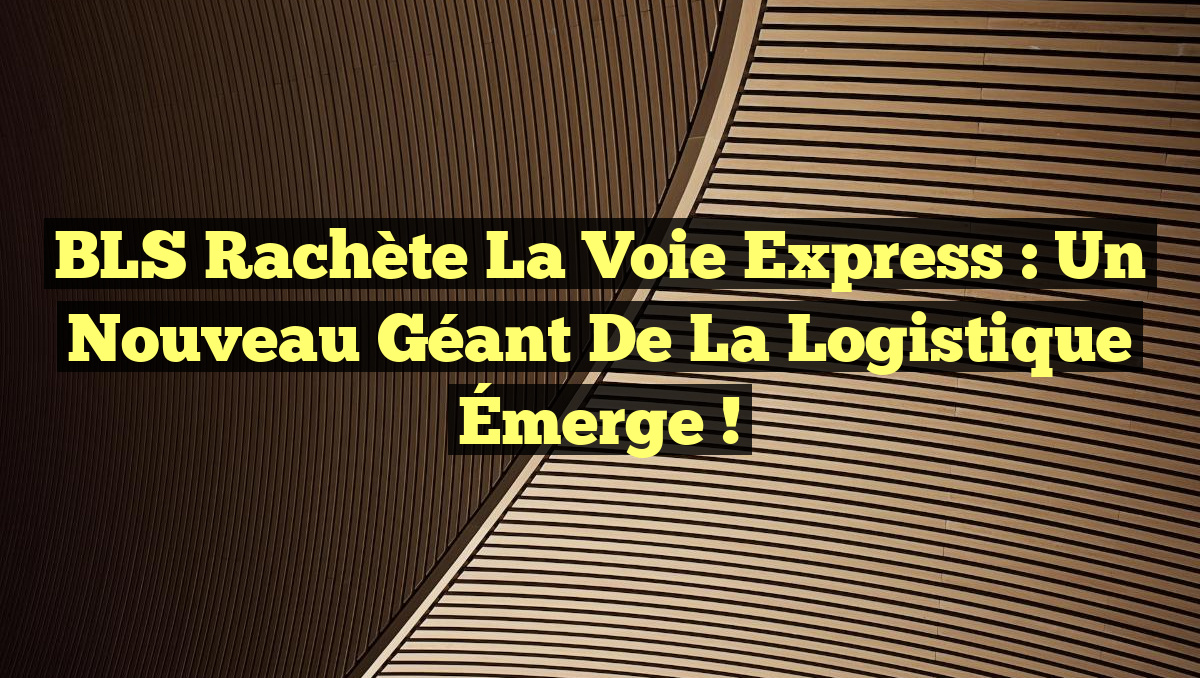 BLS Rachète La Voie Express : Un Nouveau Géant de la Logistique Émerge !