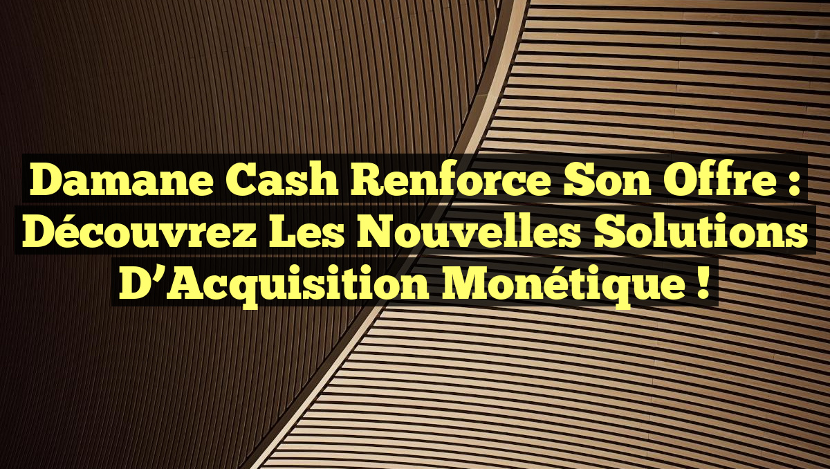 Damane Cash Renforce Son Offre : Découvrez les Nouvelles Solutions d&rsquo;Acquisition Monétique !