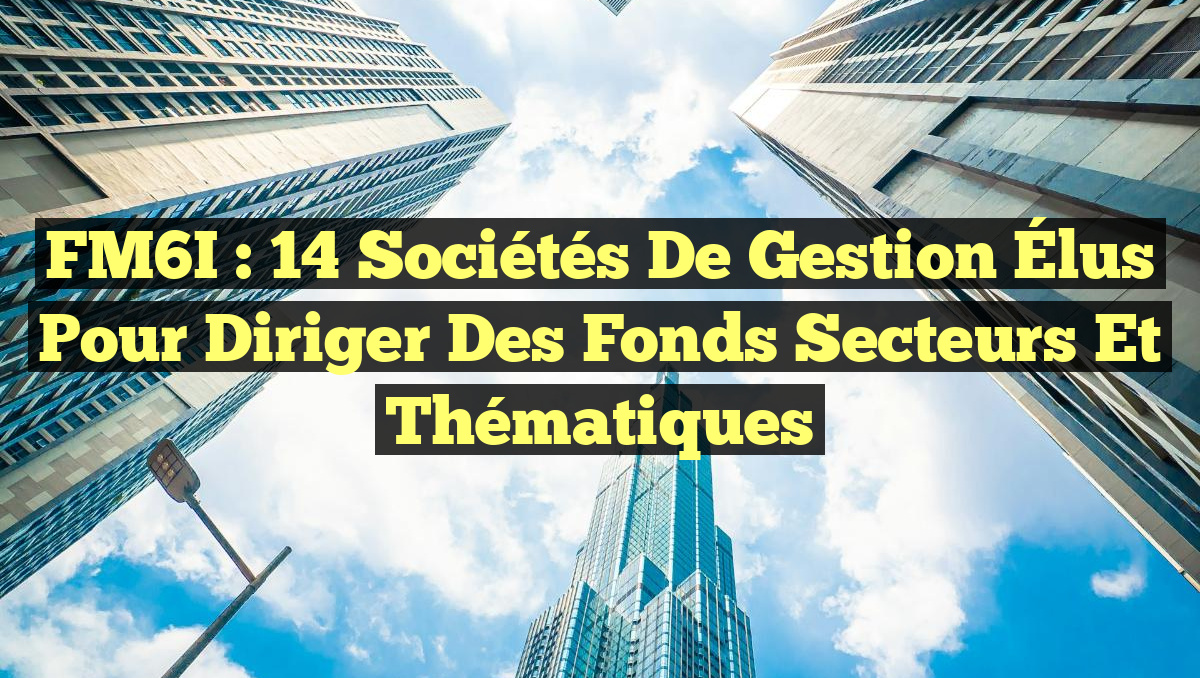 FM6I : 14 Sociétés de Gestion Élus pour Diriger des Fonds Secteurs et Thématiques