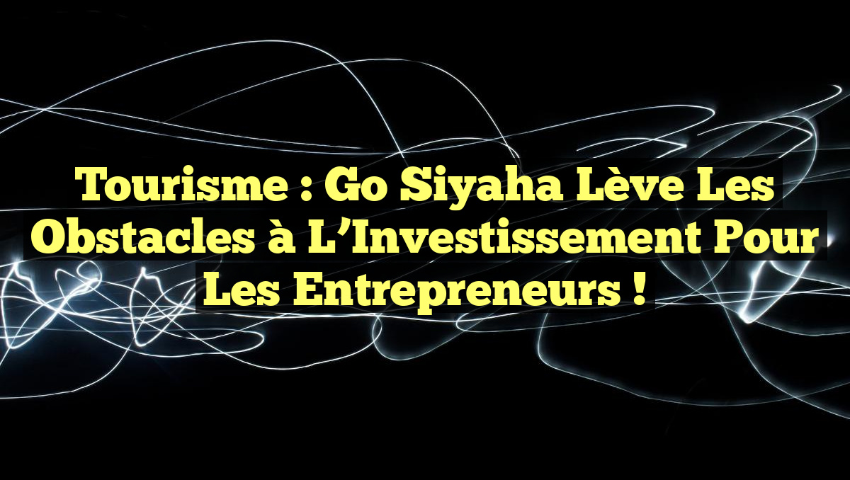 Tourisme : Go Siyaha Lève les Obstacles à l&rsquo;Investissement pour les Entrepreneurs !