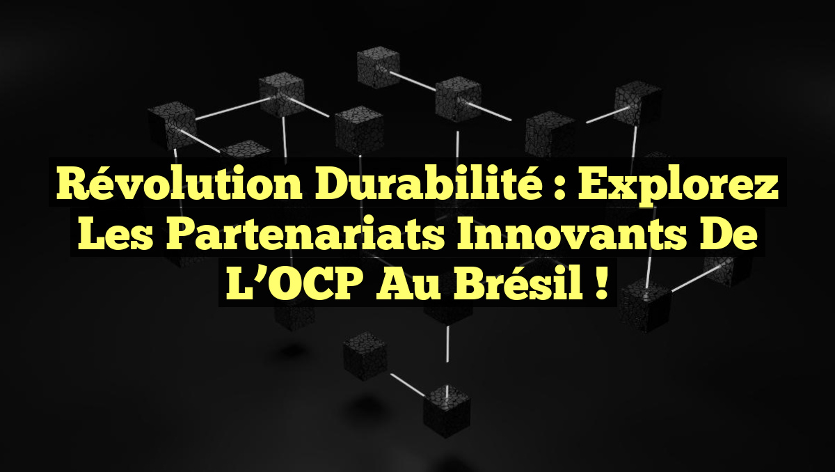 Révolution Durabilité : Explorez les Partenariats Innovants de l’OCP au Brésil !