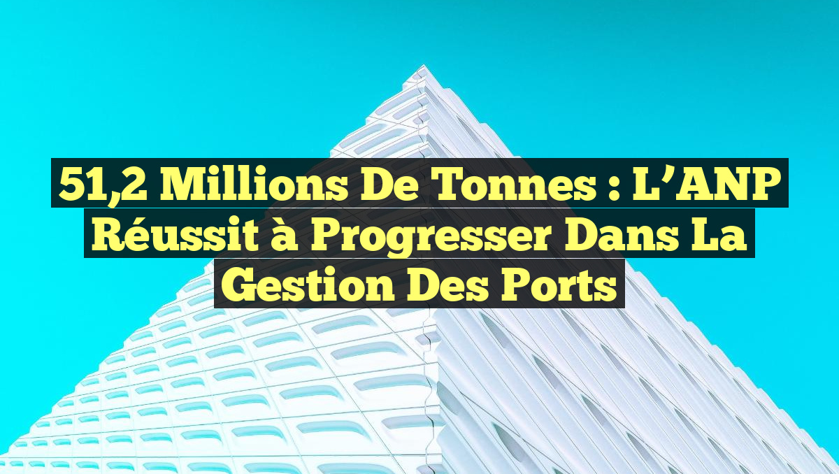 51,2 Millions de Tonnes : L&rsquo;ANP Réussit à Progresser dans la Gestion des Ports