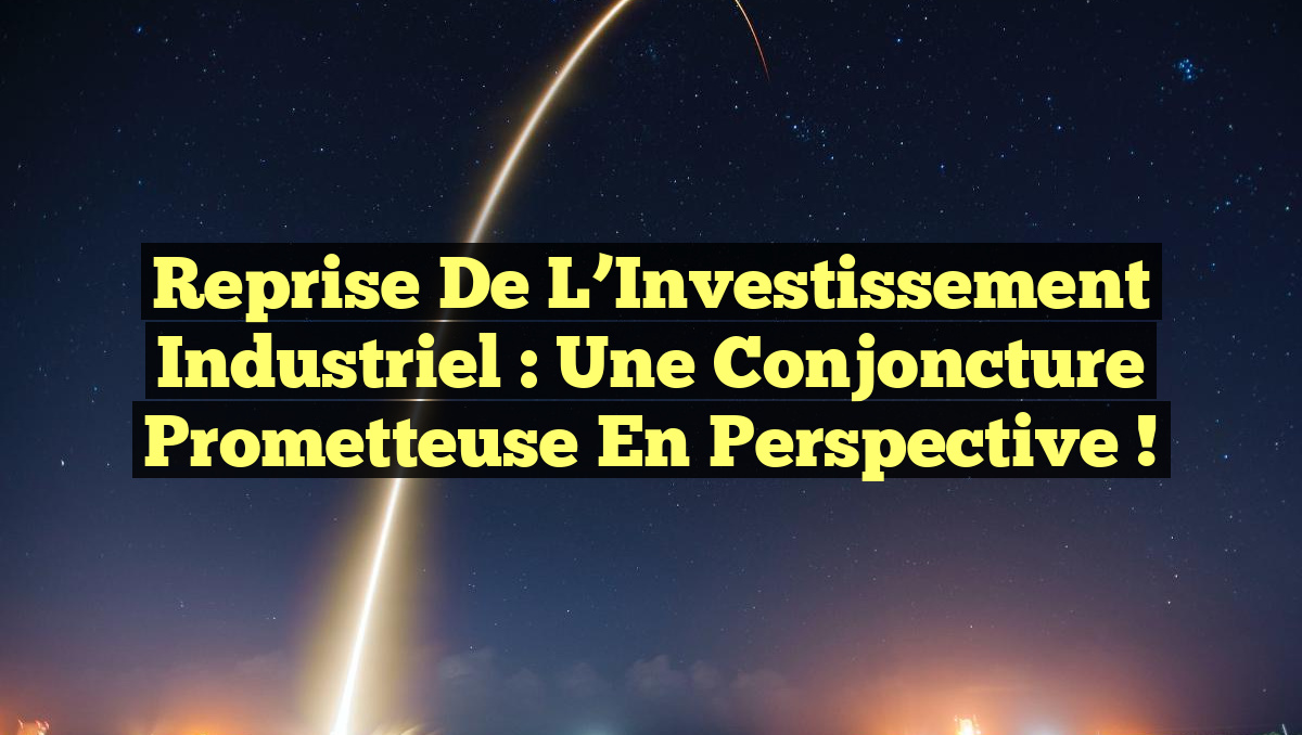 Reprise de l&rsquo;Investissement Industriel : Une Conjoncture Prometteuse en Perspective !